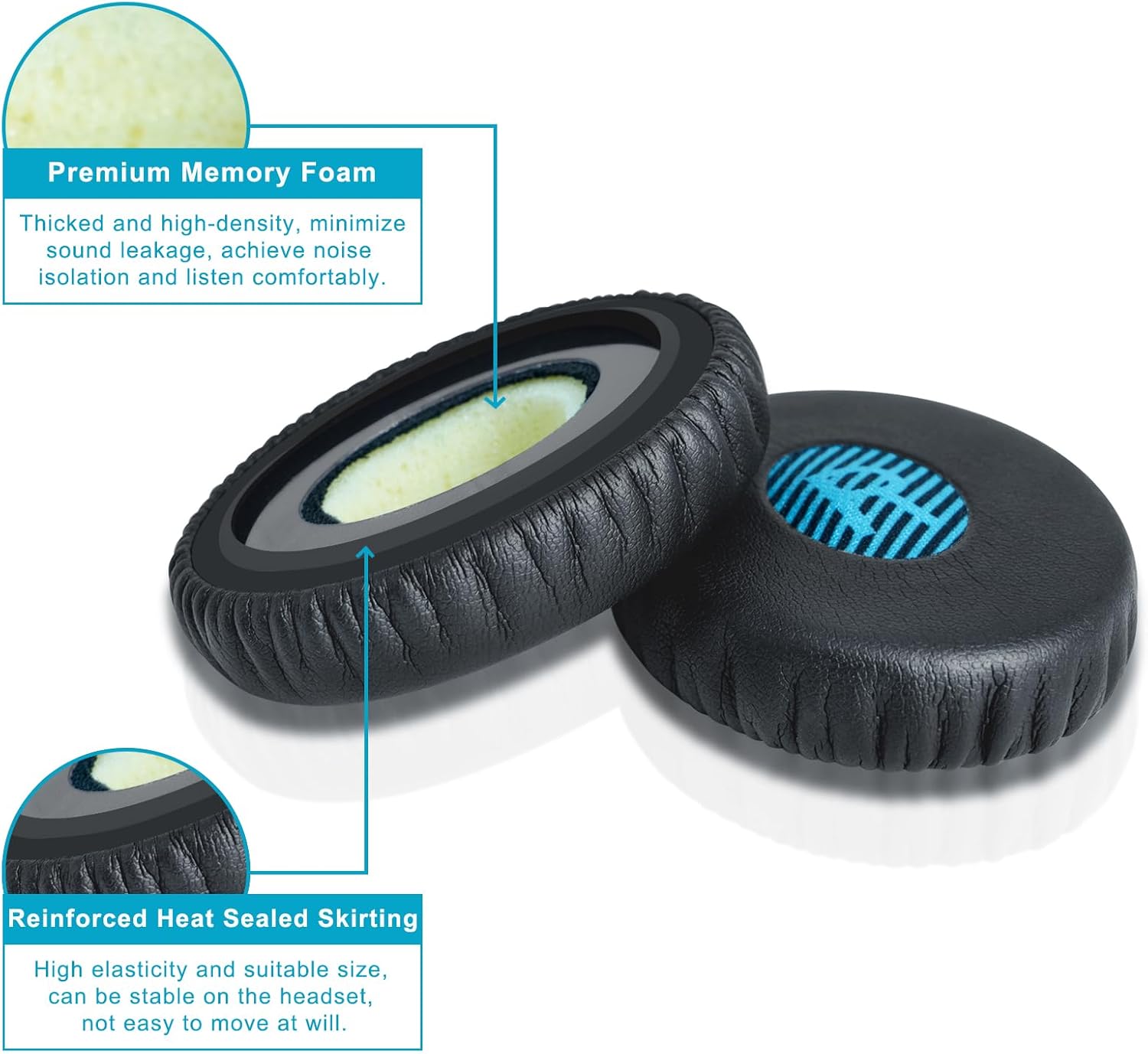 Ear Pads Replacement for Bose On-Ear 2 Headphones, GVOEARS Ear Cushion Pad for Bose OE2 / OE2i / SoundTrue OE/SoundLink On-Ear Wireless Headphones, Durable & Longer Lasting (Blue Pad)