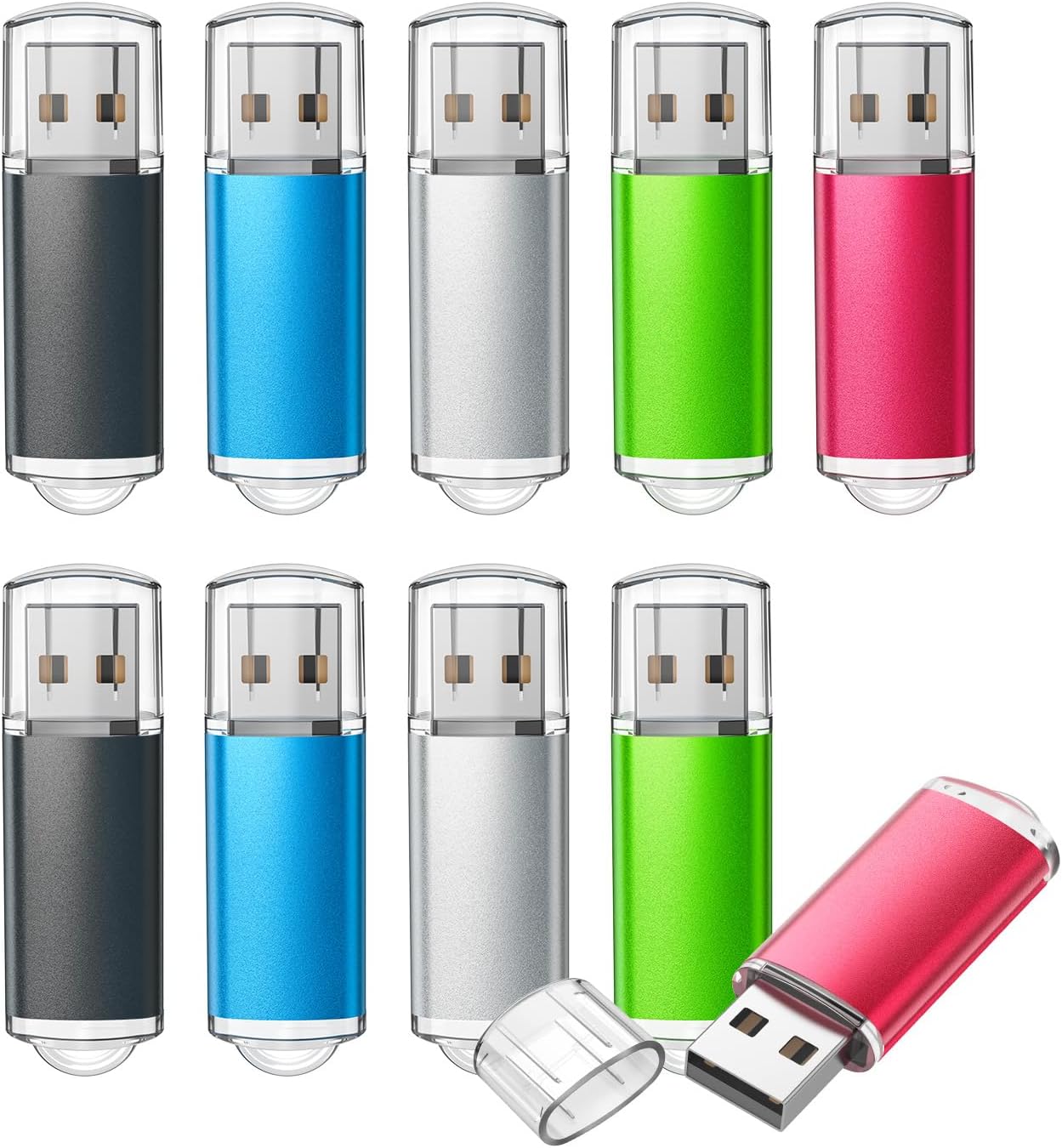 TOPESEL 16GB 10 Pack USB Flash Drive Flash Drive 2.0 Memory Stick Fold Storage Thumb Stick Jump Drive Pen Swivel Design for PC laptops, Tablets, TVs, car Audio (5 Mixed Colors)