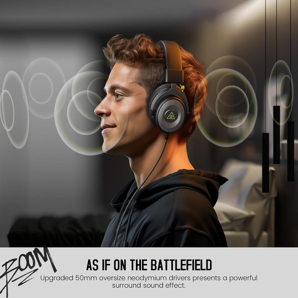 EKSA E900 Headset with Microphone for PC, PS4,PS5, Xbox - Detachable Noise Canceling Mic, 3D Surround Sound, Wired Headphone for Gaming, Computer, Laptop, 3.5MM Jack