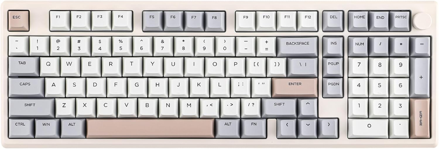 EPOMAKER Galaxy100 QMK/VIA Wireless Gaming Keyboard, Aluminum Shell, Bluetooth/2.4Ghz/USB-C, Pre-Lubed Hot-Swappable Linear Switches, NKRO, RGB Backlit (Creamy White, Marble White Switch)