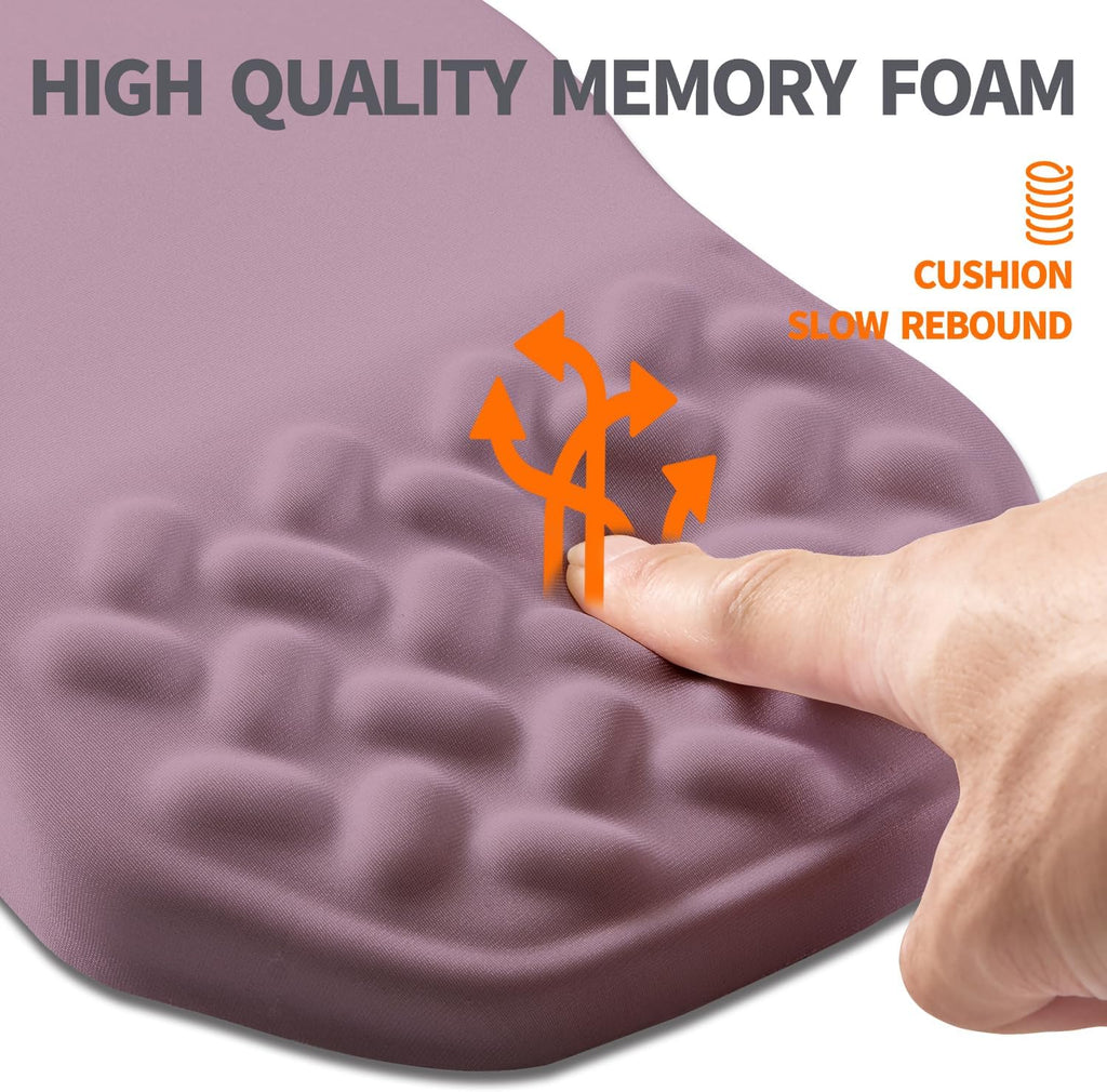 Ergonomic Slope Mouse Pad Wrist Support, Wrist Rest Mousepad for Carpal Tunnel Pain Relief with Massage Bulge and Slow Rebound Memory Foam (12x8 inch, Purple)