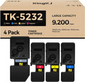 TK-5232 TK5232 Toner Cartridge 4Pack High Yield Replacement for Kyocera TK-5232K TK-5232C TK-5232M TK-5232Y Compatible with Kyocera ECOSYS M5521cdw P5021cdw P5021cdn M5521cdn Laser Printer Black Color