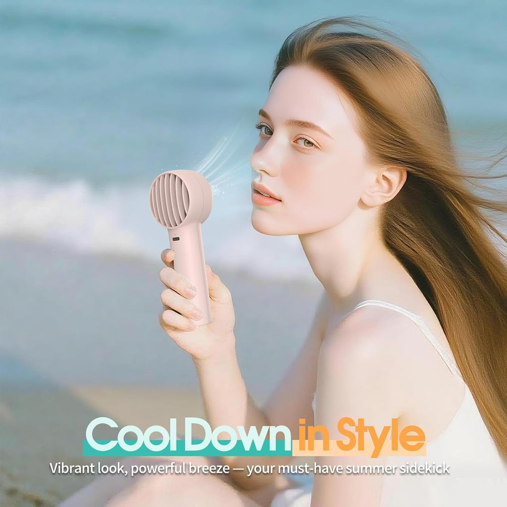 Mini Portable Fan, USB Personal Handheld Fan with 3-Speed Cooling Wind Rechargeable Battery Operated Mini Pocket Design for Desktop/Travel/Outdoor/Vacation/Concerts/Lash Makeup-Pink