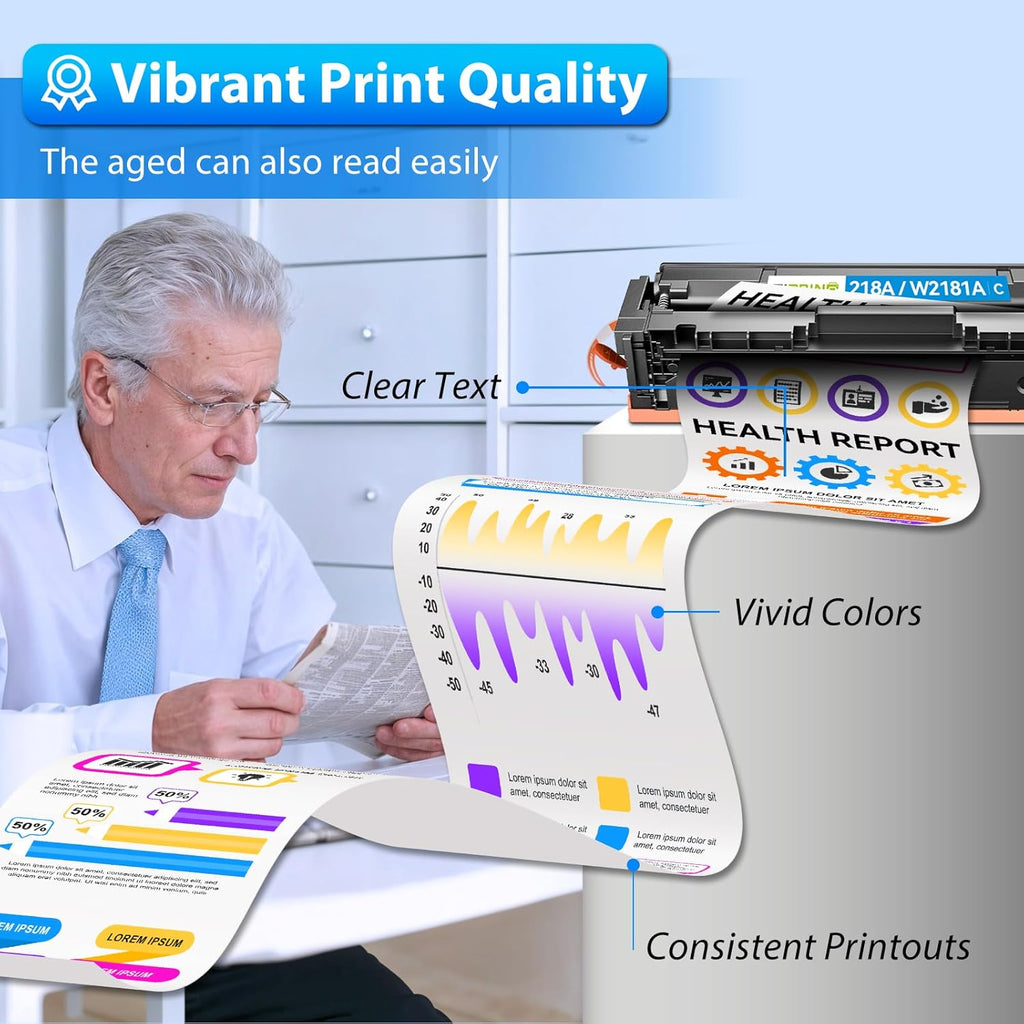 218A Toner Cartridges 4 Pack with Chip - 3301fdw Compatible Replacement for HP 218X 218A Color Laserjet Pro MFP 3301fdw 3301sdw 3201dw 3301cdw Printer High Yield W2180A (Black Yellow Magenta Cyan)
