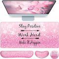 Mousepad Pink, Mouse Pad with Wrist Rest, 4-in-1 Large Mousepad+Keyboard Wrist by QOMOLAMA