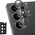 for Samsung Galaxy S25 Ultra Camera Lens Protector, Individual Metal Ring Tempered Glass Lens Cover, [Strong Adsorption] Scratch Resistant Ultra-Thin HD Clear Lens Cover, 1 Set-Black Sparkly