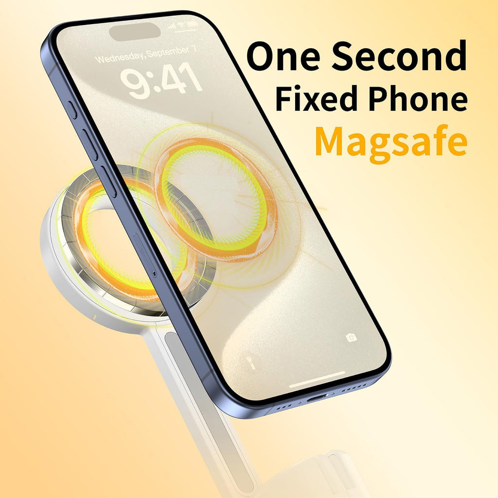 SEAJIC Magnetic Selfie Stick Tripod with Remote,54" Phone Tripod Compatible with MagSafe,Fit for iPhone 12/13/14/15 Series,Magsafe Case and Other Phones with Metal Ring