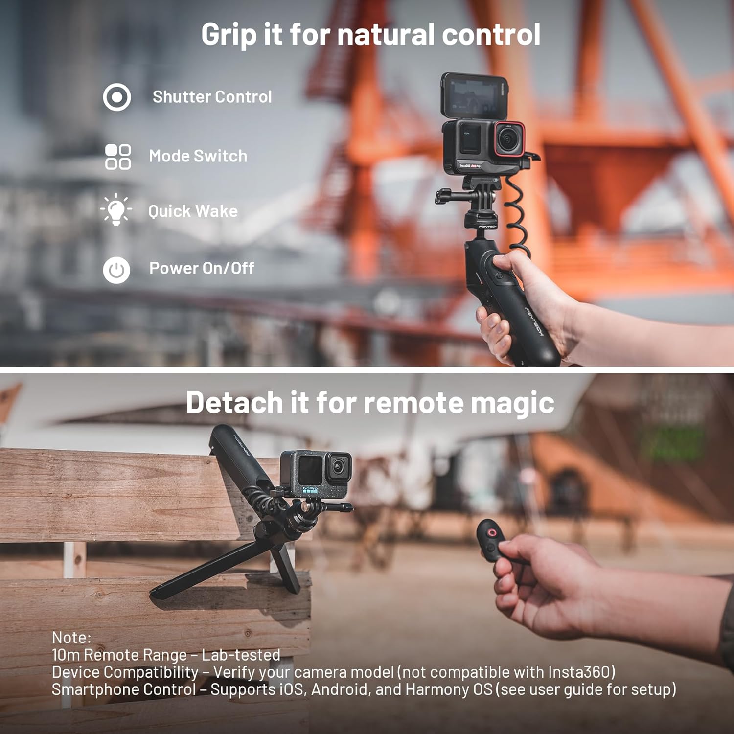 PGYTECH CapLock MantisPod Power for Gopro, Charging Handle Grip Mount with Remote Control, 5000mAh Battery Power Selfie Stick, Vlog Attachment Tripod Monopod Bank for Gopro 13/12/11/10, Phone