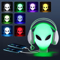 RGB Headphone Stand with Music Rhythm Light, 8-Color LED Gaming Headset Holder with USB & Type-C Charging Ports, Voice-Activated Light for PC Desk Setup, Gamer Gifts for Men & Boys