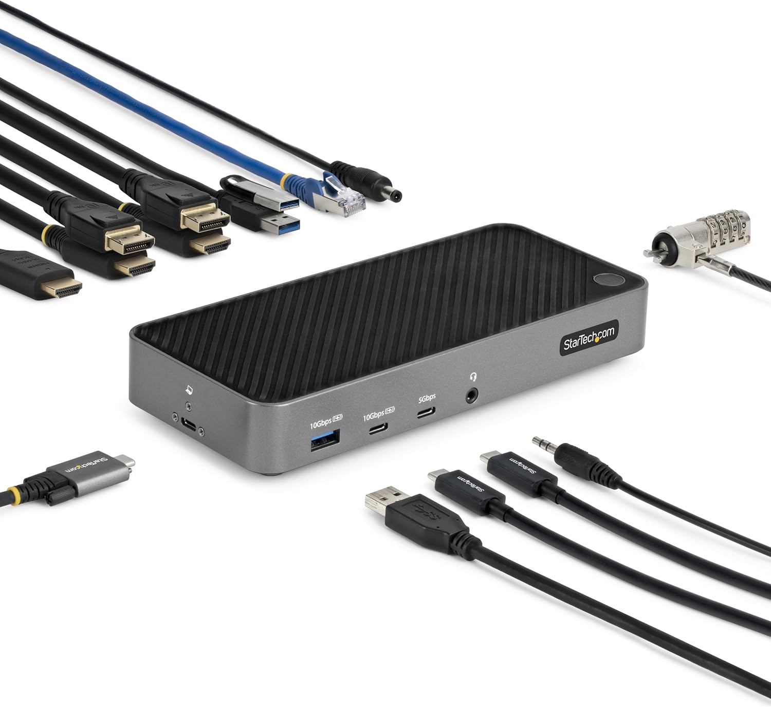 StarTech.com USB-C Triple Monitor Docking Station for MacBook Pro / Air M1 M2 M3 M4 & Windows, Universal 4K HDMI DP Dock, Thunderbolt Compatible, 100W Laptop Charging