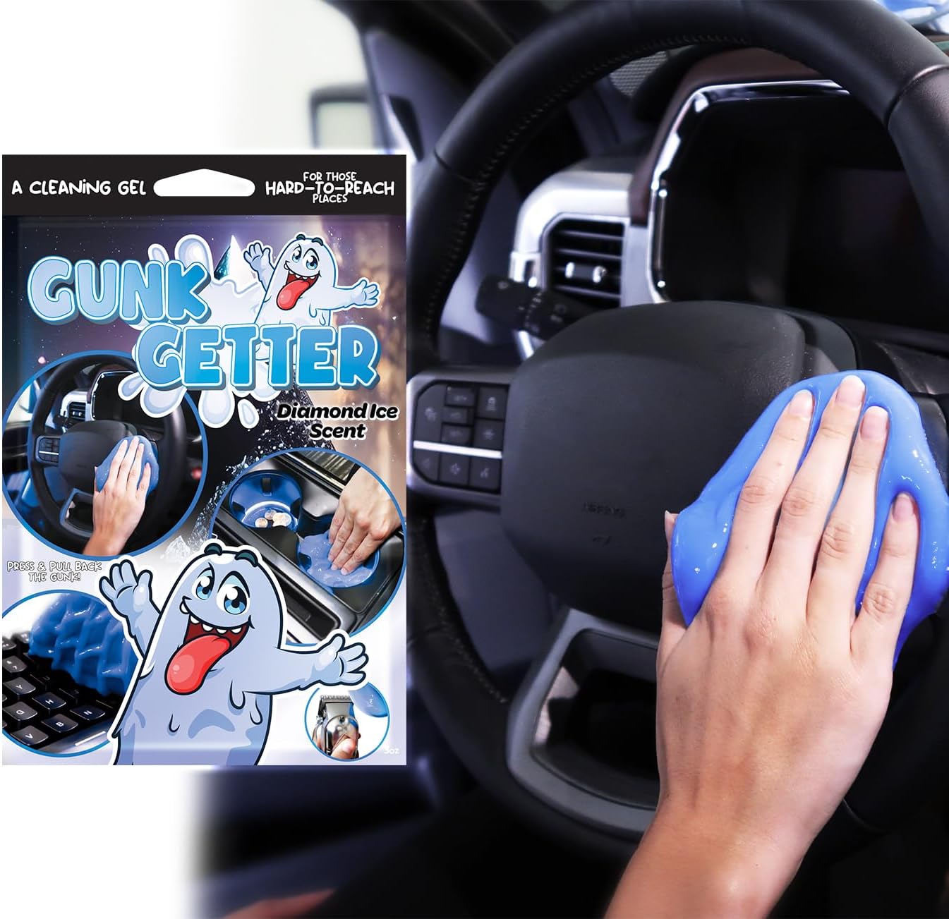 Cleaning Gel for Those Hard to Reach Places, Automotive Cup Holder Electronic Keyboard Office, Slime Gel Cleaner Dust Crumb Removal (Diamond Ice, 12 Pack)