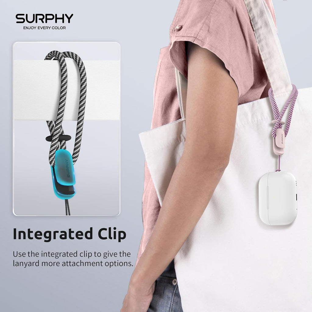SURPHY 2 Pack Phone Lanyard for Cellphone Case, Phone Wrist Strap for Case, Cellphone Strap with 2-Color Braided, Charm Wrist Lanyard for Women and Men, Cellphone Wrist Lanyard for Women, Pink & Black
