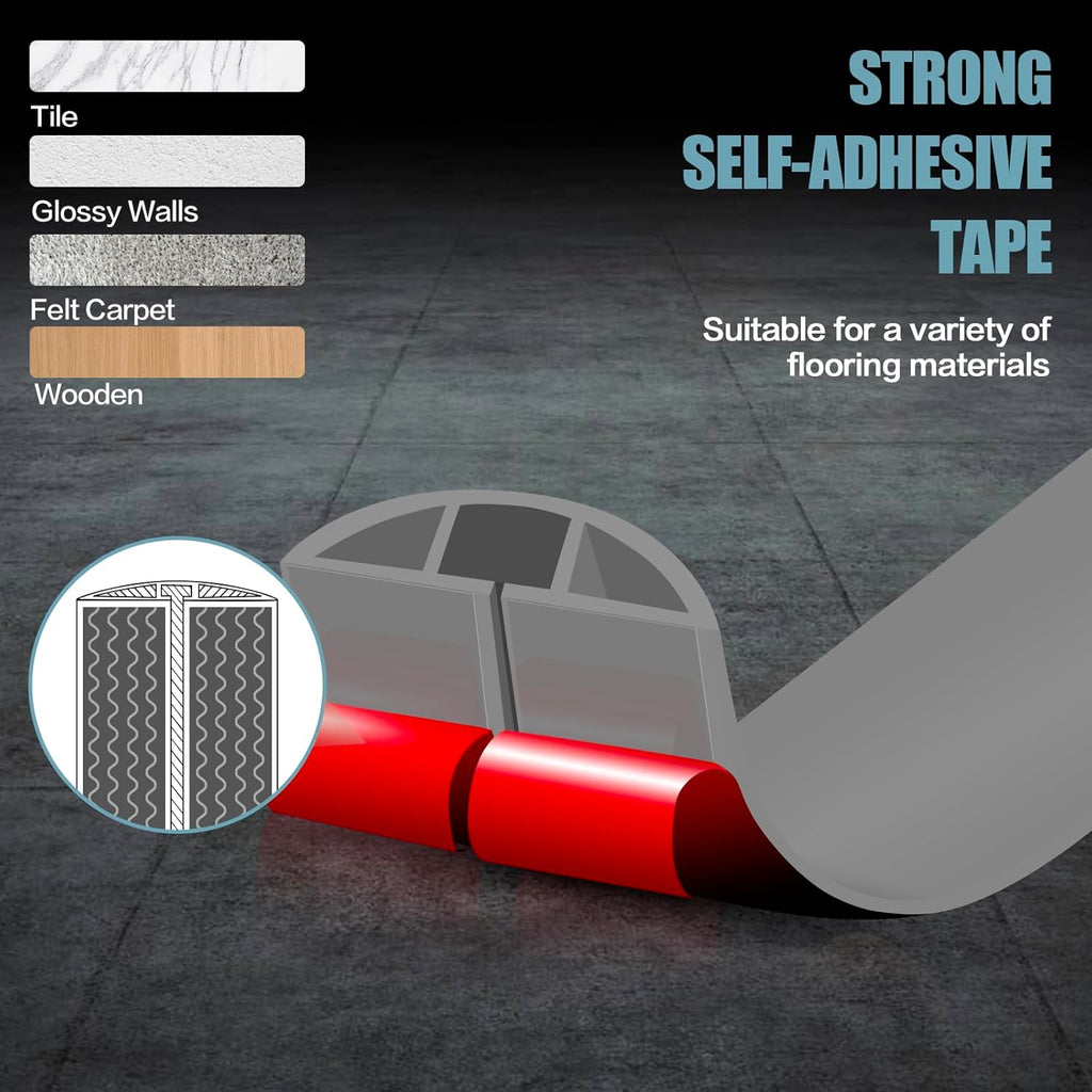 Floor Cord Cover Self Adhesive Cord Hider,3.3FT Cable Management, Extension Strip Protector for Wires, Prevent Cable Trips for Offices, Gyms, Exhibitions Cavity:0.51"(W) x 0.3"(H) Gray