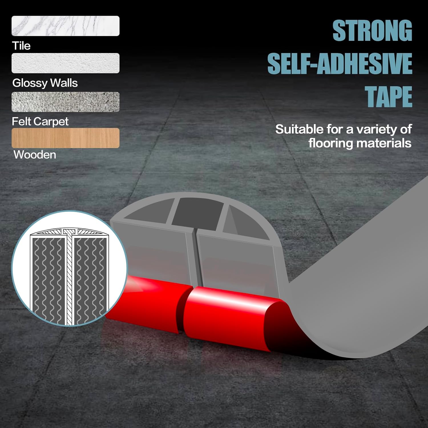Floor Cord Cover Self Adhesive Cord Hider,3.3FT Cable Management, Extension Strip Protector for Wires, Prevent Cable Trips for Offices, Gyms, Exhibitions Cavity:0.3"(W) x 0.28"(H) Gray