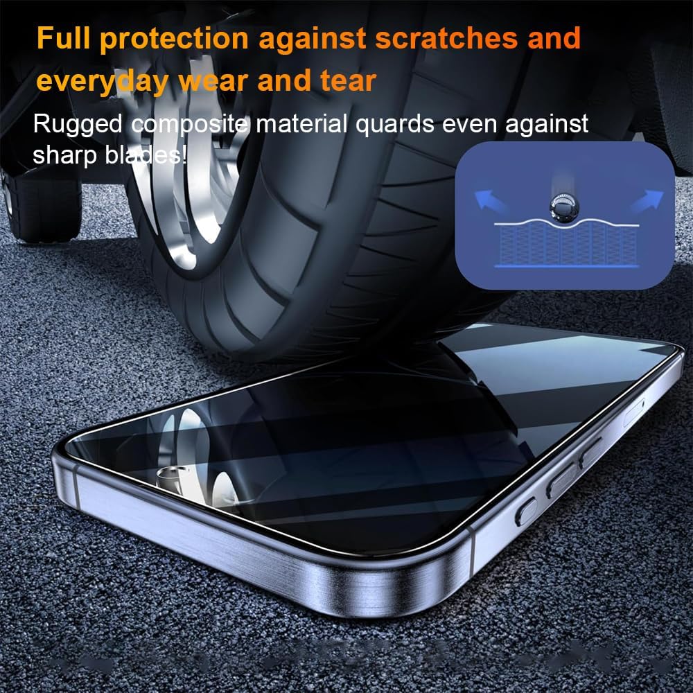 OneFish Privacy Screen Protector for IPhone 15 Plus Anti-Spy Tempered Glass Dust-Free Bubble-Free Anti-Fingerprint 9H Scratch Protection & Hassle-Free Installation Frame [2-Pack]