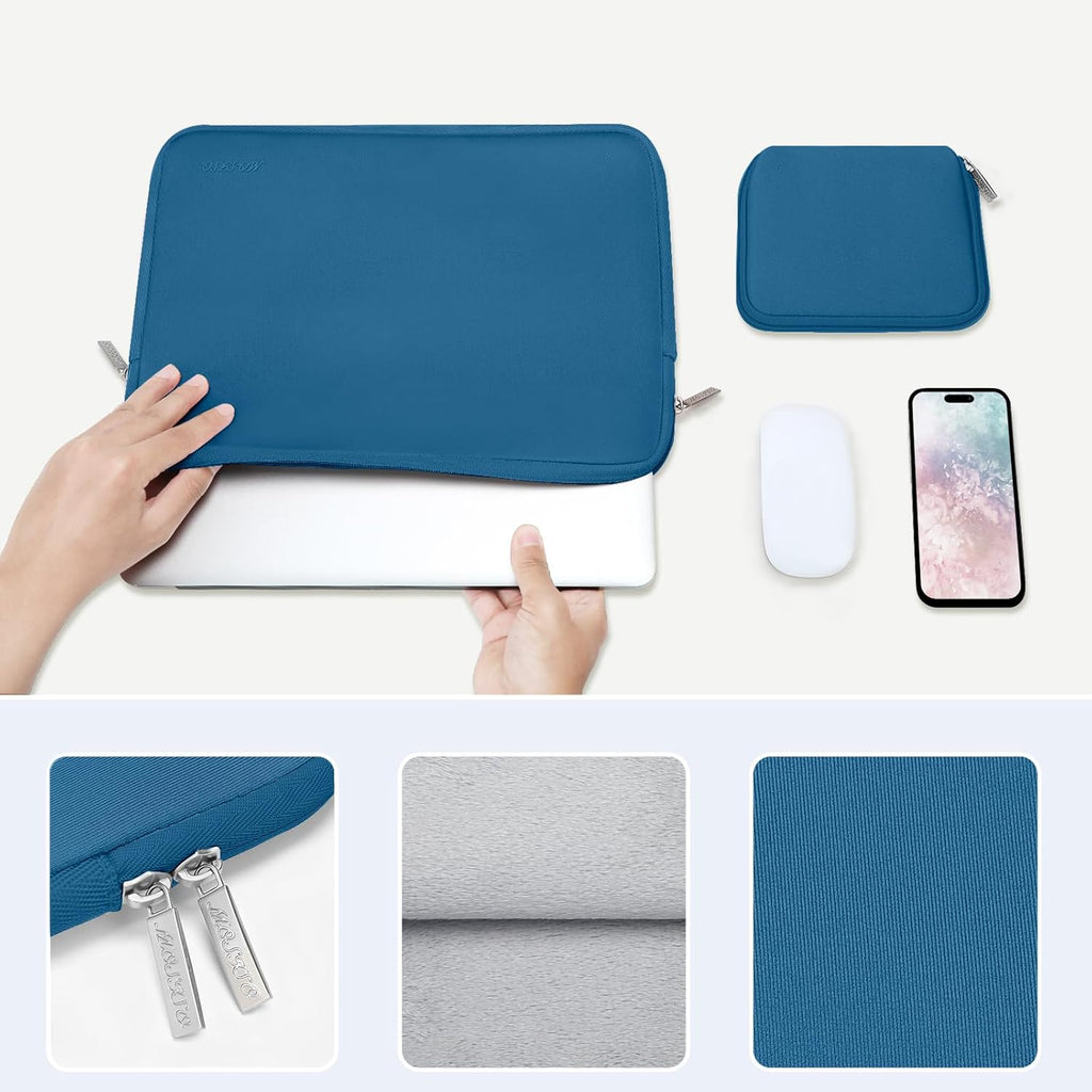 MOSISO Laptop Case 13.3 inch, 13-13.3 inch Laptop Sleeve Bag Compatible with MacBook Air/Pro 13/Pro 14 M5 M4 M3 M2 M1, HP Dell ASUS Lenovo, Neoprene Computer Sleeve Bag with Small Case, Lake Blue