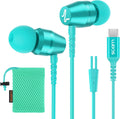 LUDOS OMNITONE USB C Headphones for iPhone 16 15 Pro Max Plus iPad Pro, 5 Years Warranty, USB-C Earbuds for Samsung Galaxy S24 S23 S22 S21 S20 A55 A54 A53, USB Type C Earphones - Turquoise