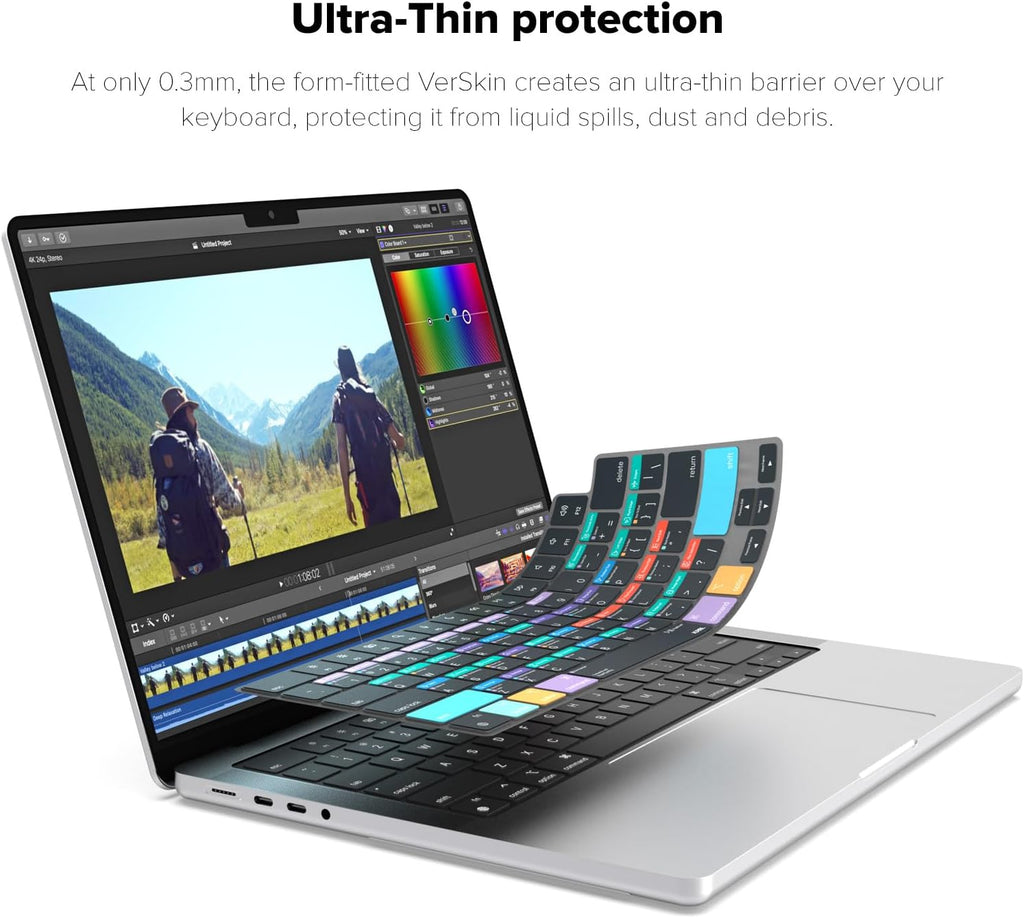 JCPal Final Cut Pro Shortcut Guide Keyboard Cover for Apple MacBook Pro 14 inch and MacBook Pro 16 inch (M1-M4 Models) and MacBook Air 13 inch and MacBook Air 15 inch (M2-M4 Models) (US-Layout)