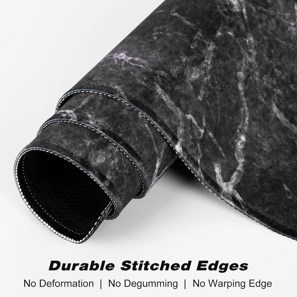 Extended Gaming Mouse Pad, XXL Large Mouse Mat 30 x 14 Inch, Big Computer Keyboard Mousepad, Waterproof Desk Pad with Stitched Edges and Non-Slip Base for Office Gaming, Black Cracked Marble