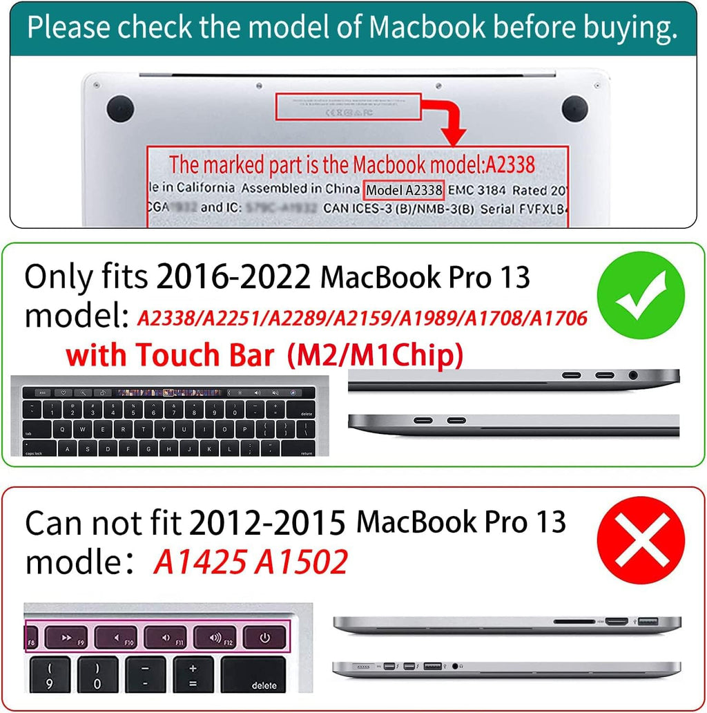 Teryeefi for 2020 2022 2016-2019 MacBook Pro 13 inch Case A2338 A2289 A2251 A2159 A1989 A1706 with M2 M1 & Touch Bar, PC Hard Shell Case & Keyboard Cover & Screen Protector, Luxurious Purple Lotus