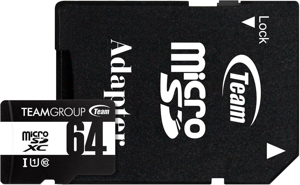 TEAMGROUP Micro 64GB x 5 Pack UHS-I U1 Class 10 SDHC SDXC Read Speed up to 100MB/s High Speed Flash Meomry Card with Adapter for Camera, Surveillance, Full HD Shooting TUSDX64GCL10U63
