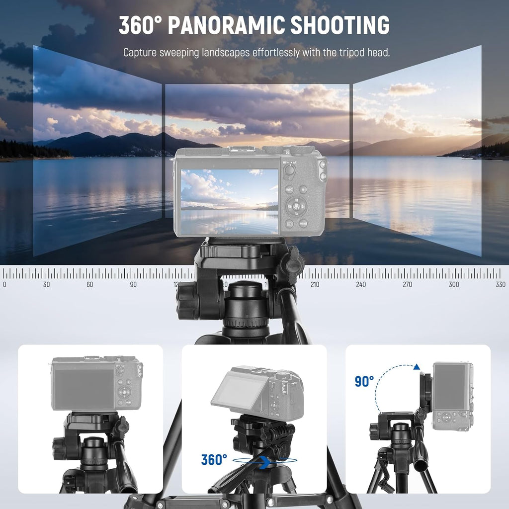 NEEWER Entry Level Version Mini Desk Phone Tripod Compatible with iPhone for Video Recording, Small Compact Table Top DSLR Camera Camcorder Webcam Stand, 3 Way Pan Tilt Head & Cell Phone Holder, TP52