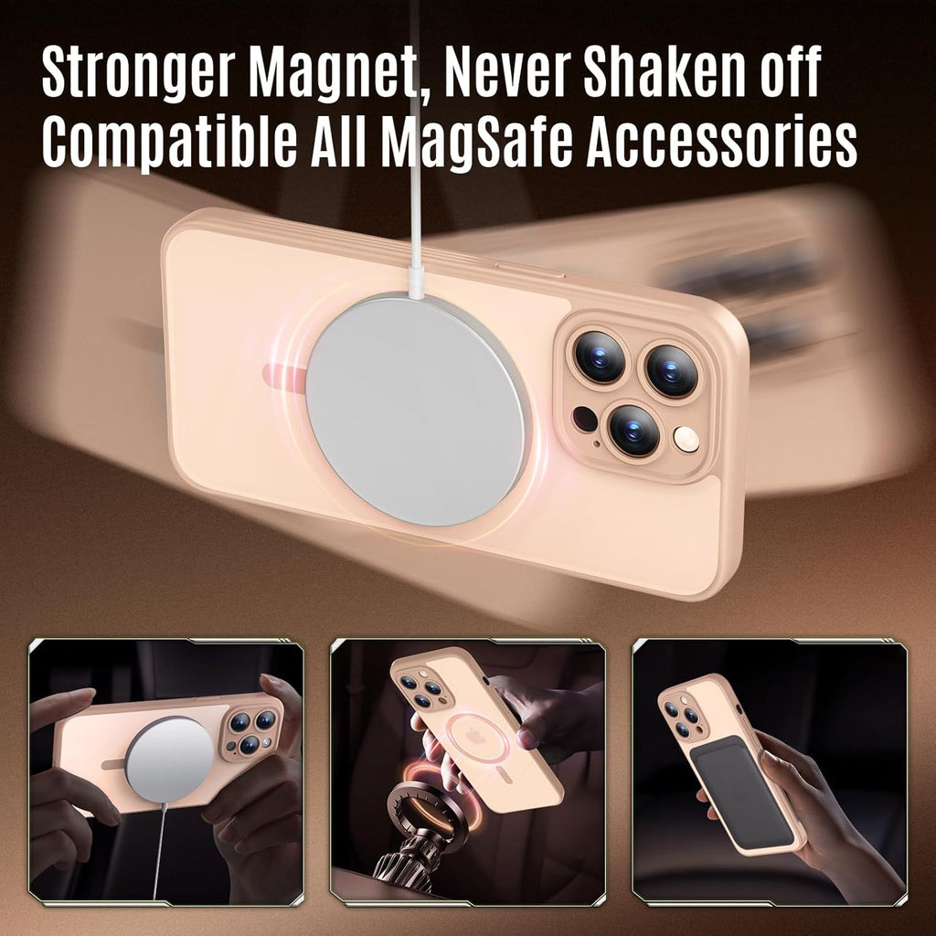 Designed for iPhone 12 Pro Max Case, Compatible with MagSafe, with Privacy Screen Protectors X2, [Camera Protection] [15FT Military Drop Protection] Shockproof Phone Case, 6.7", Light Brown
