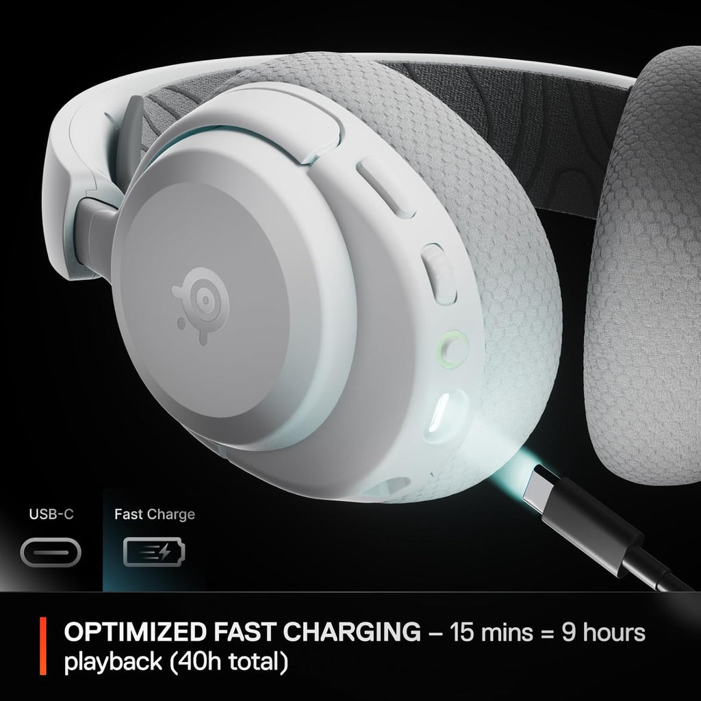 SteelSeries Arctis Nova 3X Wireless Multi-Platform Gaming Headset — Mobile App Control — 40 HR Battery — Neodymium Magnetic Drivers — 2.4GHz/Bluetooth — Xbox, PS5, PC, Switch, Mobile — White