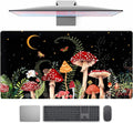 Ferns Leaves Cute Mushrooms Desk Mat Kawaii Green Plants Mouse Pad Xl Mat Large Gaming Desk Pad For Desk Decor Laptop Computer Keyboard Pad Desk Home Office For Women With Stitched Rounds 31.5x15.7 In