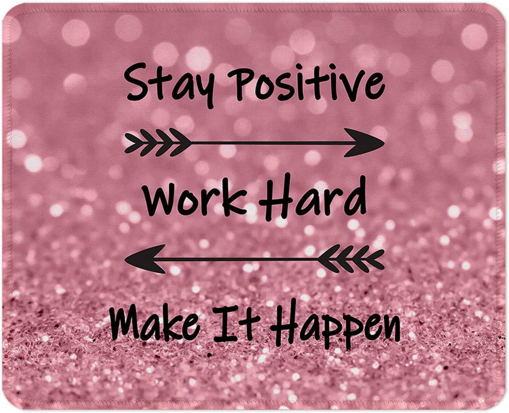 ITNRSIIET Mouse Pad with Stitched Edge Premium Textured Smooth Precise Operation Waterproof Washable Non-Slip Rubber Base Desktop Protection Mat, 10.2×8.3×0.12 inches, Pretty Inspirational Quotes