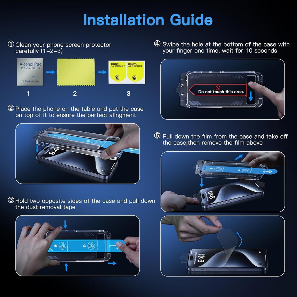 Uyiton Anti-Blue Light for iPhone 14 Pro Max Screen Protector - Unbreak-Glass Full Coverage Case Friendly Scratch Resistance 9H Tempered Glass Screen Protector for iPhone 14 Pro Max, 2 Pack