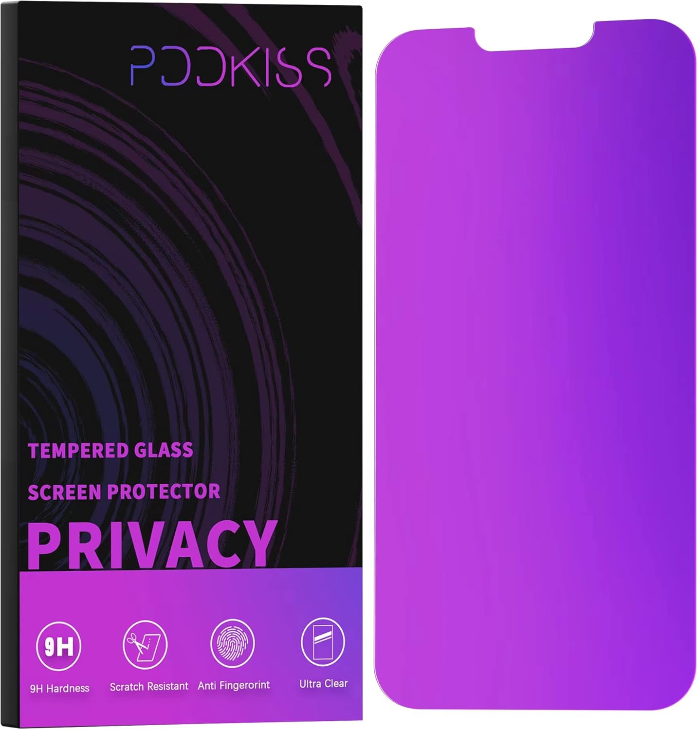 Compatible for iPhone 12 Pro Max Privacy Screen Protector 6.7 Inch, Purple Gradient Colorful Anti Spy Anti Blue Light HD Screen Protector Tempered Glass Easy Installation