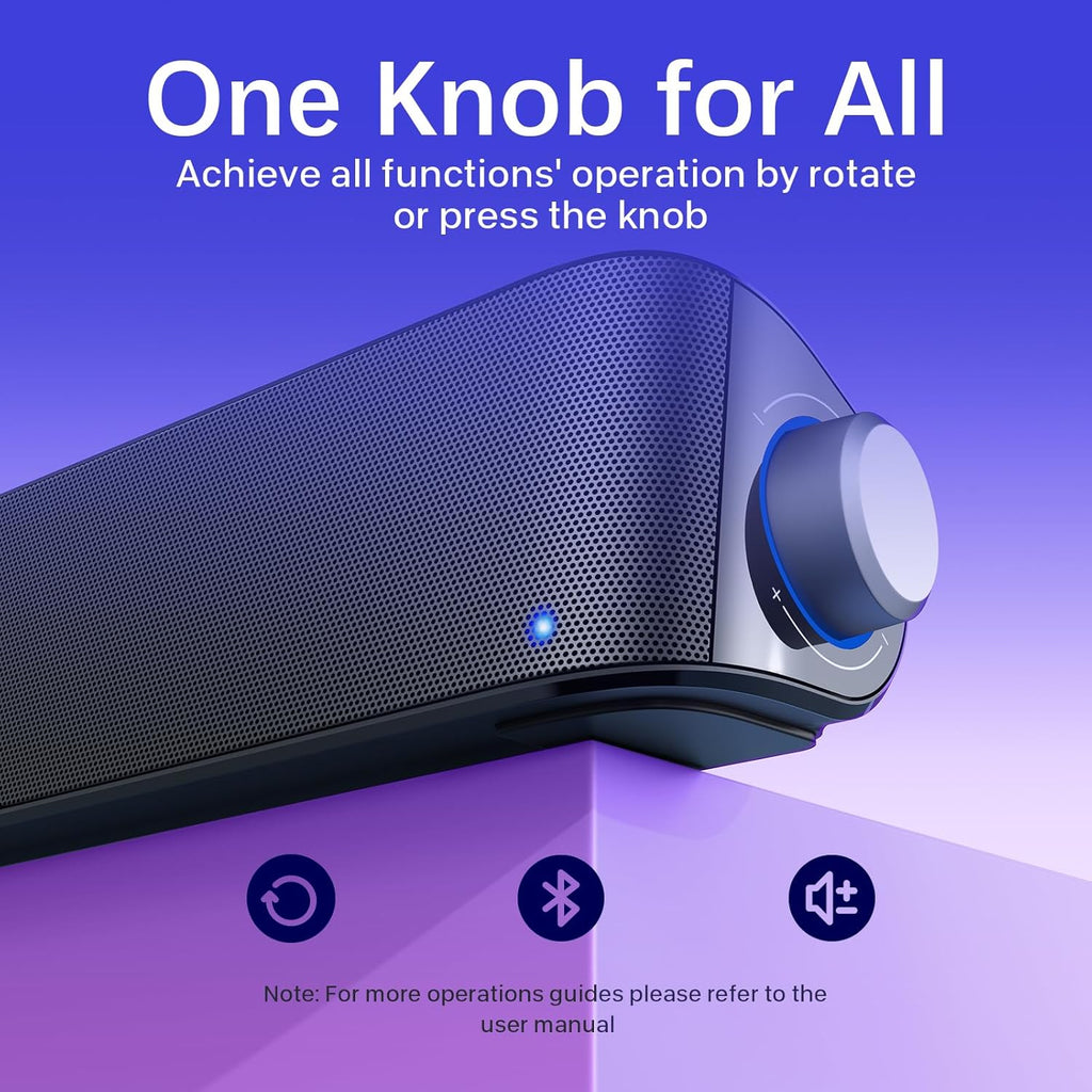 Computer Speakers, HiFi Sound Quality Computer Sound Bar, USB Powered PC Speakers, Bluetooth 5.0 and 3.5mm Aux-in Computer Speakers for Desktop, Laptops, PCs, Phones, Tablets, Xbox, Gaming Speakers