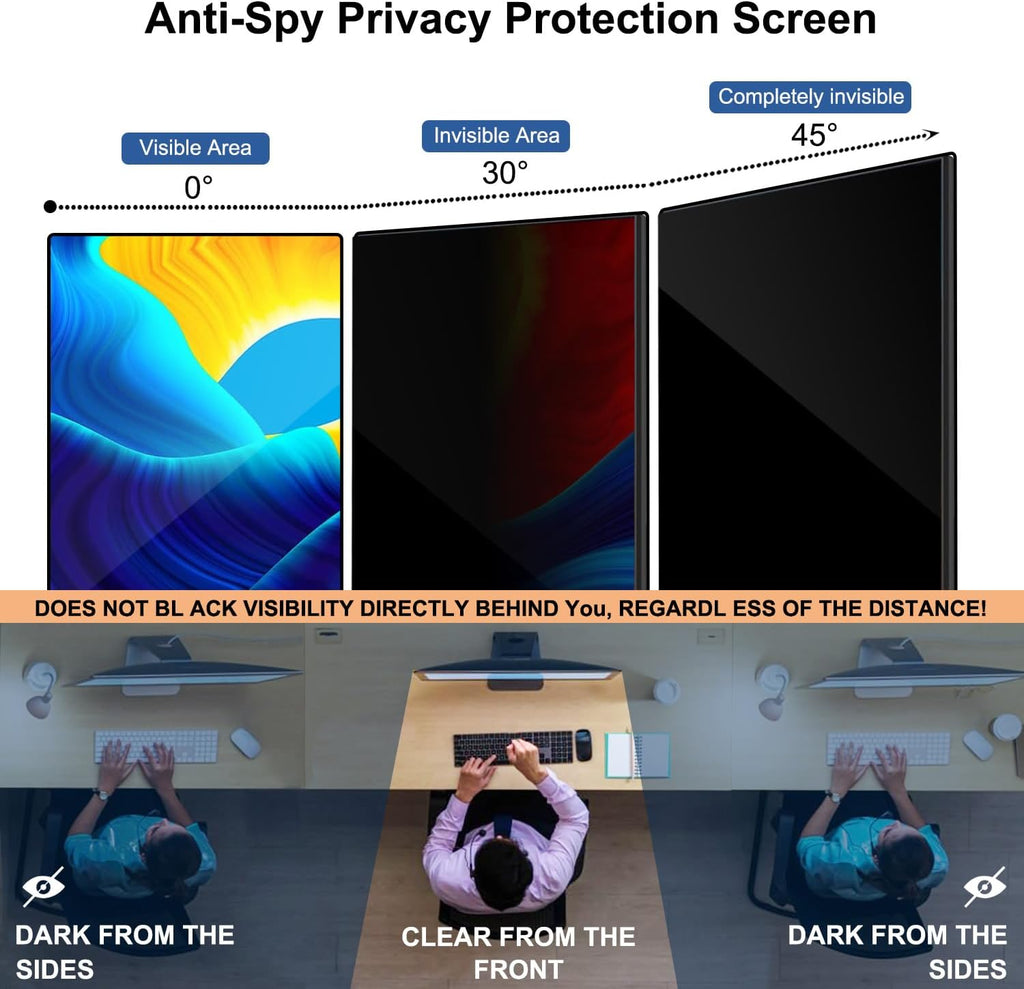 23 Inch Computer Privacy Screen Shield [2 Pack] for 16:9 Widescreen Desktop Monitor - Anti-Glare Blue Light Privacy Filter and Anti Spy Privacy Screen Protector Film
