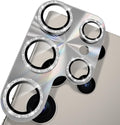 YWXTW Camera Lens Protector for Samsung Galaxy S24 Ultra, [Lithography Laser Gradient] [5X Strengthen] Bling Glitter Tempered Glass Screen Protector Metal Ring Camera Lens Cover (Titanium Gray)