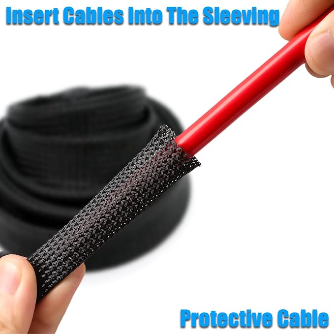 25ft PET Expandable Braided Cable Sleeve 3/8inch Pet Braided Cable Sleeve - Image 4