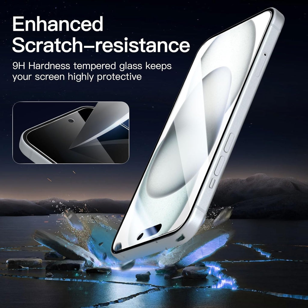 NEW'C 3 Pack Privacy for iPhone 16, iPhone 15 Screen Protector (6.1 inches), Anti-Spy Tempered Glass Film,Enhanced 28-Degree Privacy Angle with easy installation tool included