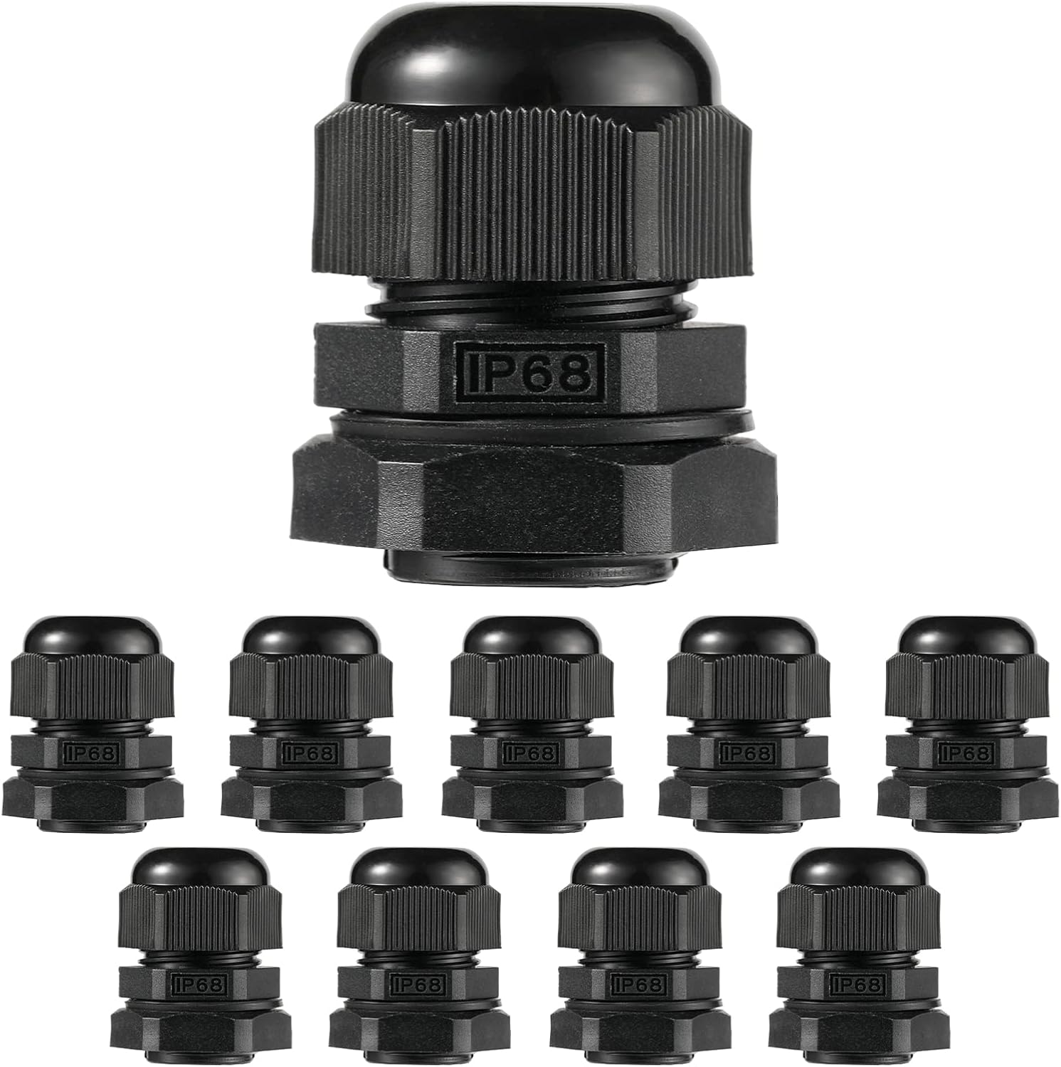 PENGLIN Cable Glands 1/2" NPT Nylon Cable Connector, Strain Relief Cord Connector, IP68 Waterproof Adjustable Locknut(1/2 Inch (10-Pack))