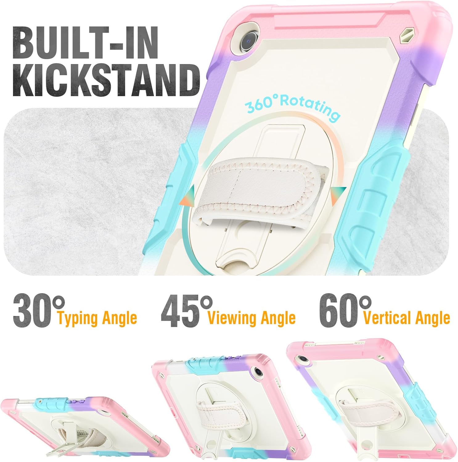 HXCASEAC Case for Samsung Galaxy Tab A9+ Plus 11 Inch, Protective with Screen Protector/Hand Strap/Pen Holder, Sturdy Shockproof Galaxy A9 Plus Tablet Case 2023 SM-X210/X216/X218 - Pink