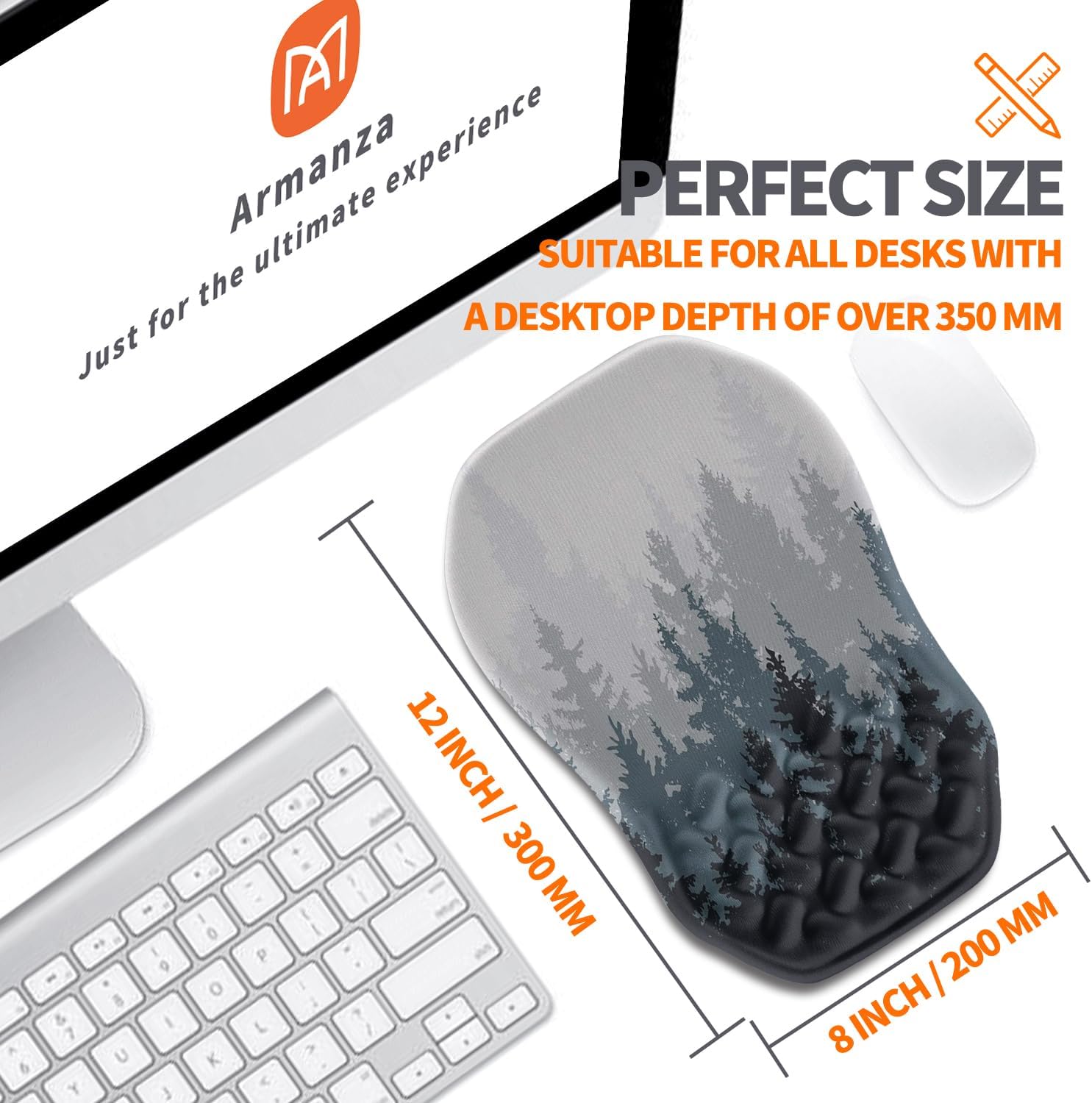 Ergonomic Slope Mouse Pad Wrist Support, Wrist Rest Mousepad for Carpal Tunnel Pain Relief with Massage Bulge and Slow Rebound Memory Foam (12x8 inch, Forest)