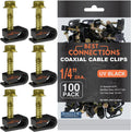 BEST CONNECTIONS Coaxial Cable Clips with Pre-Inserted Screw (1,000 Pack) – Black Single Cable Mounting Clamps for Coax Cable (RG6, RG59) and Ethernet Cable – Cord Fastener/Strain Relief Clip