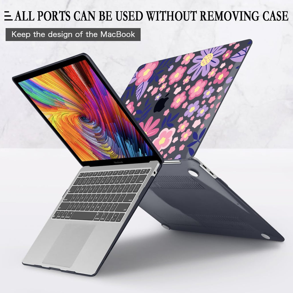 CISSOOK for MacBook Air 13 inch M1 Case 2021 2020 2019 2018, Hard Shell Case Keyboard Skin Screen Protector for MacBook Air 13.3 A2337 A2179 A1932, Stylized Flowers