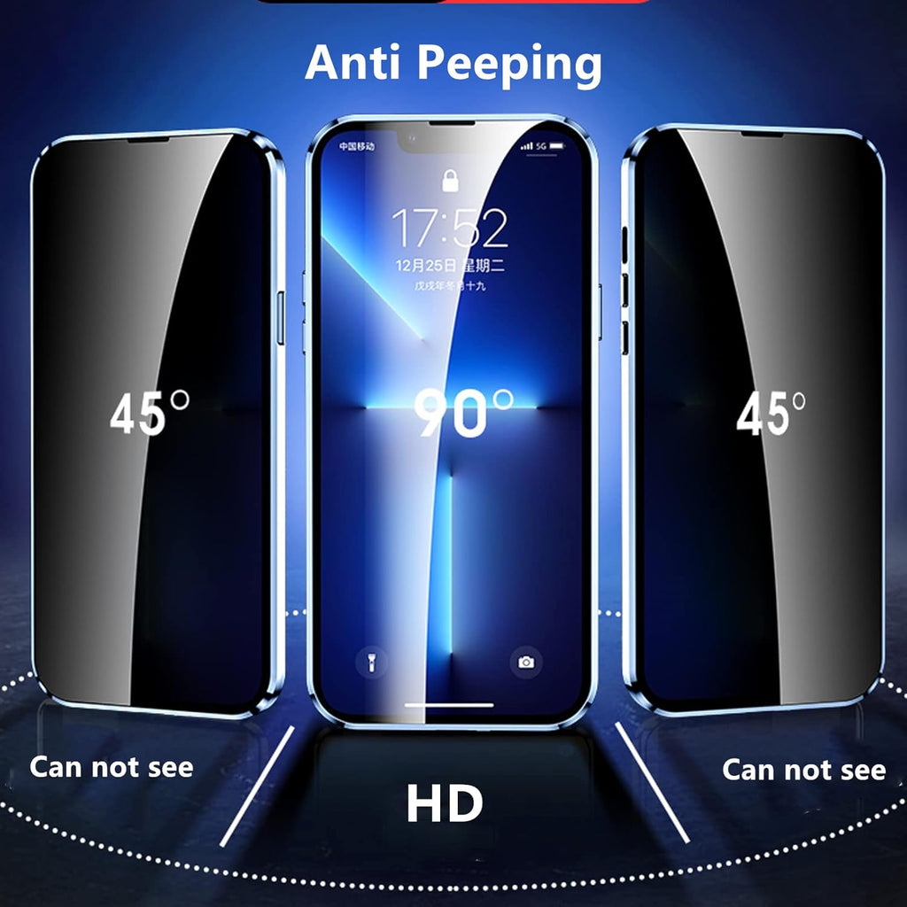 Jonwelsy Anti Peeping Case for iPhone 13 Pro Max, 360 Degree Protection Cover, Privacy Tempered Glass Anti-Spy Case Cover, Magnetic Adsorption Bumper Metal Frame Case for 13 Pro Max (Silver)