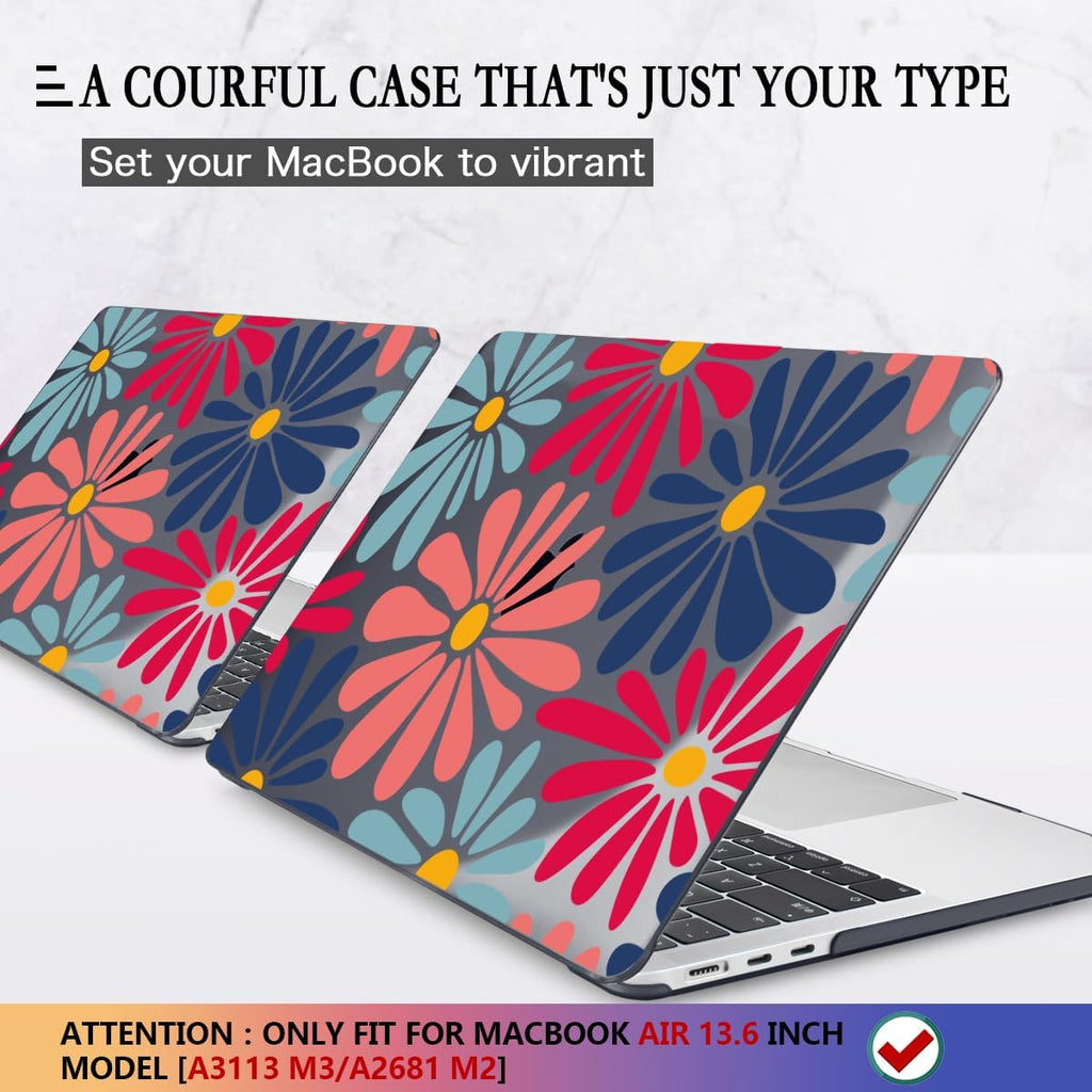 CISSOOK Compatible with MacBook Air 13 inch Case 2025 2024 2023 2022 Release M4 M3 M2 Chip, Plastic Hard Shell Cover Keyboard Skin for MacBook Air 13.6 inch A3240 A3113 A2681, Daisy Flowers