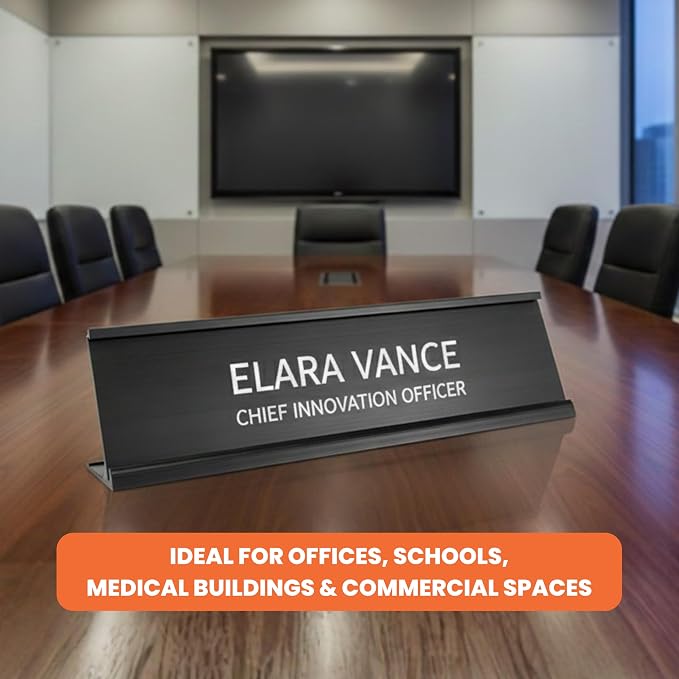 2" x 10" Aluminum Office Desk Nameplate Sign Holder 10 Pack - Image 4