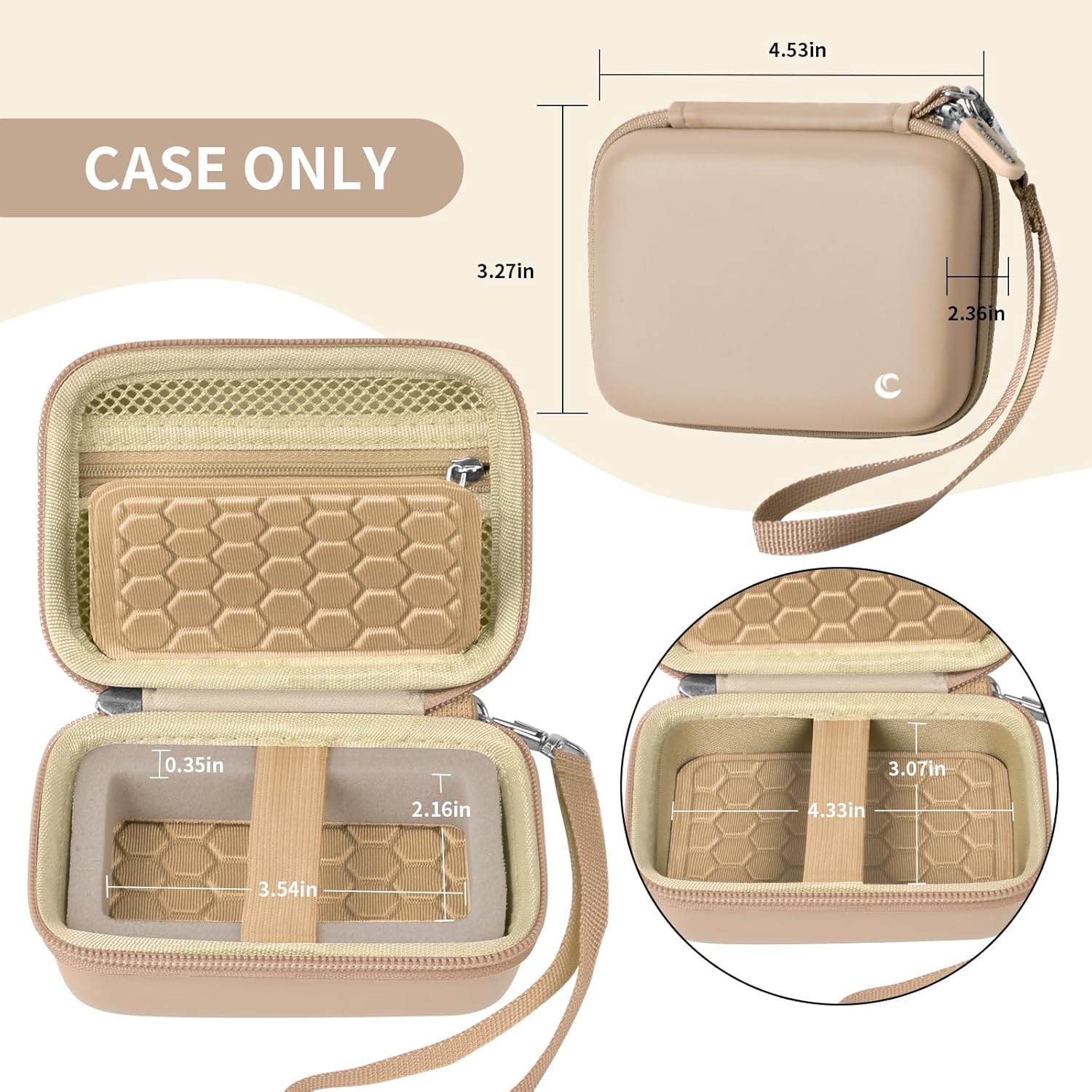 Carrying & Protective Case for Digital Camera, AbergBest 21 Mega Pixels 2.7" LCD Rechargeable HD/Kodak Pixpro/Canon PowerShot ELPH 180/190 / Sony DSCW800 / DSCW830 Cameras for Travel - Beige