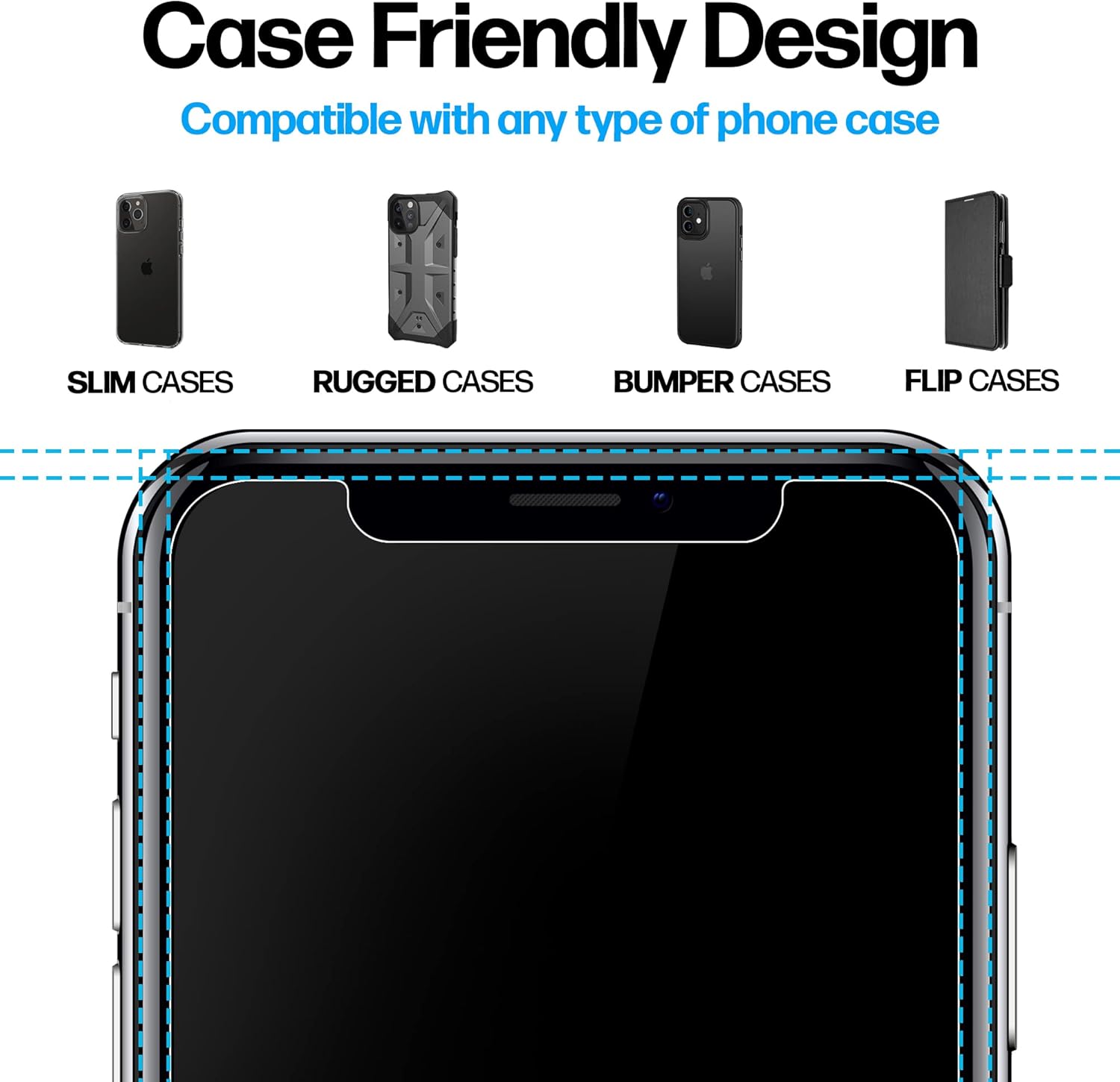 Power Theory Designed for iPhone X, iPhone Xs Screen Protector Tempered Glass [9H Hardness], Easy Install Kit, 99% HD Bubble Free Clear, Case Friendly, Anti-Scratch, 2 Pack