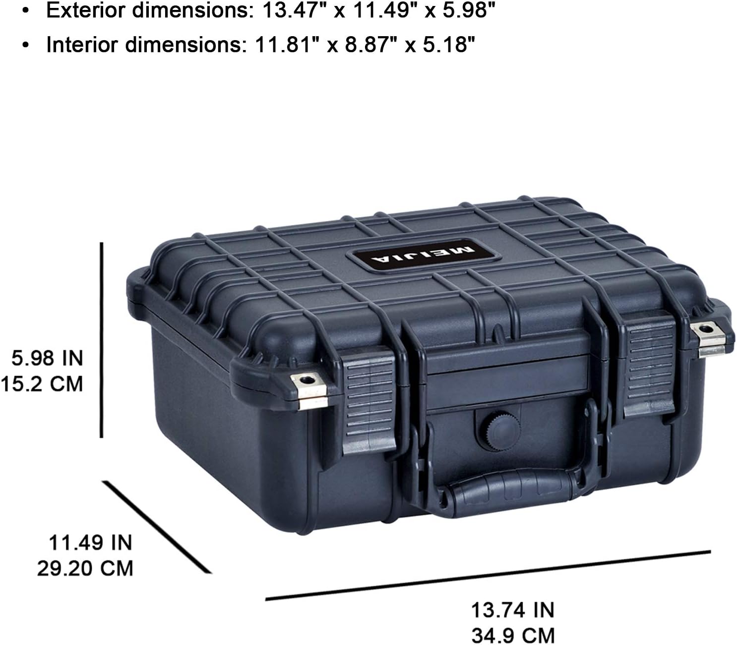 MEIJIA Portable All Weather Waterproof Protective Case,Hard Case,Camera Case With Customized Fit Foam,Fit Use of Drones,Camera,Equipments,Pistols,Elegant Black,13.35 x11.63x5.98inches