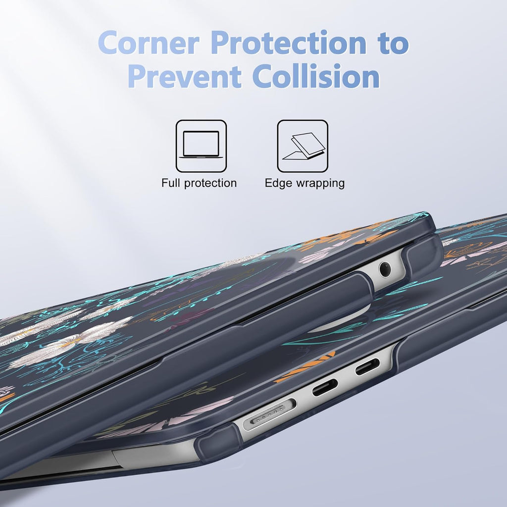 Case for MacBook Air 15 Inch 2025 2024 2023 Release M4 A3241 M3 A3114 M2 A2941, Hard Shell with Screen Protector & Keyboard Cover, Compatible with Touch ID, Rustic Flowers