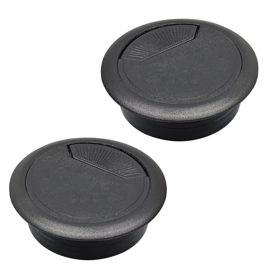 Desk Grommet 2" (50 mm), Desk Cord Hole Cover, Cable Grommet ABS Plastic, Desk Hole Grommet for Office and Home Table Cable, Detachable Adjustable Cable Cord Organizer (Black 2 Pcs)